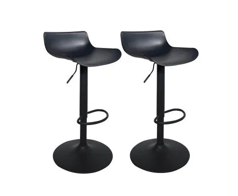 2PCE Bar Stool Black Powder Coated Swivel Seat Stylish Modern