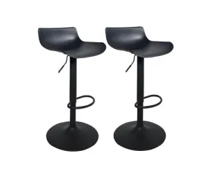 2PCE Bar Stool Black Powder Coated Swivel Seat Stylish Modern