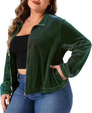Agnes Orinda Plus Size Jackets for Women Holographic Mesh Long Sleeve Zip Up Clubwear Party Jacket