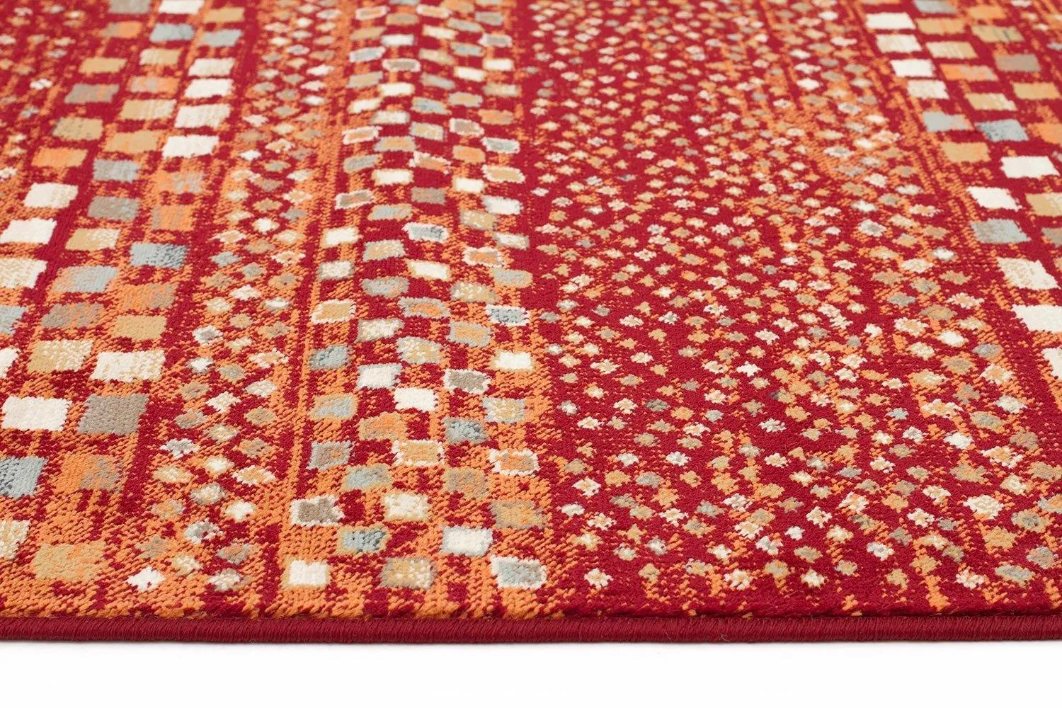 Asmita Squares Rust Rug Runner