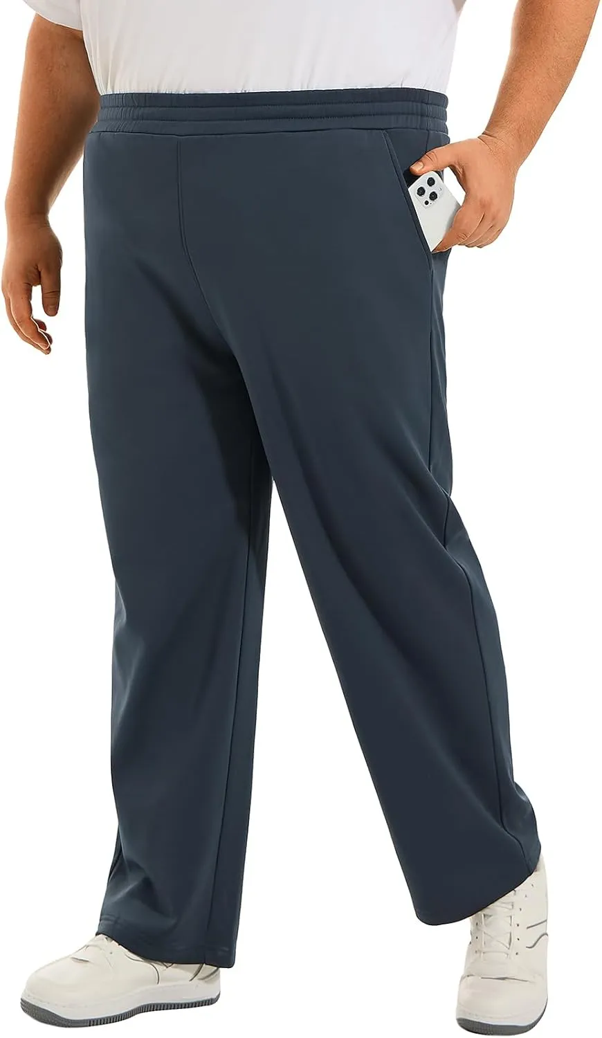 Big Mens Fleece Sweatpants 32" Inseam Water-Resistant Joggers Warm-up 3XL-6XL