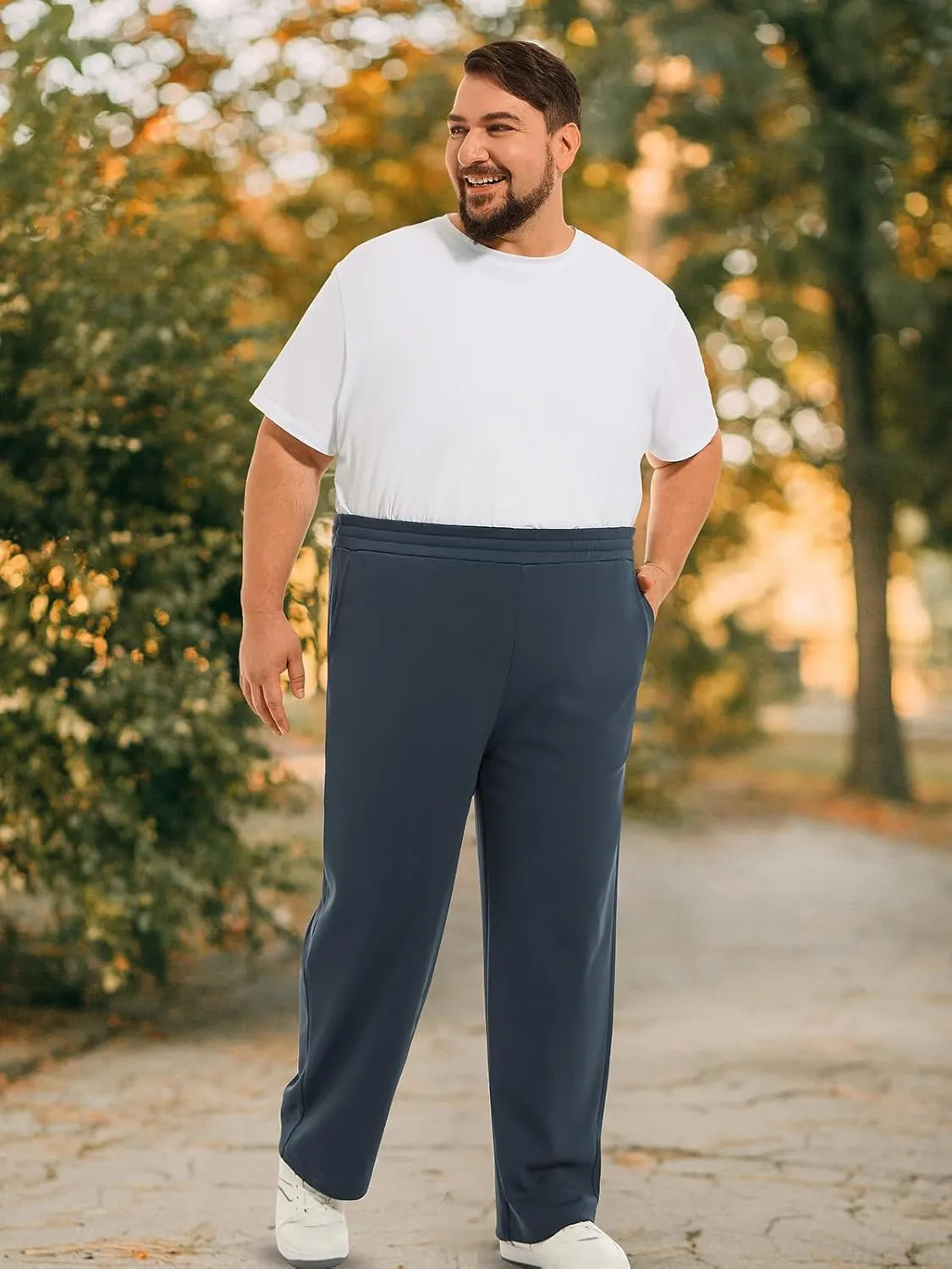Big Mens Fleece Sweatpants 32" Inseam Water-Resistant Joggers Warm-up 3XL-6XL