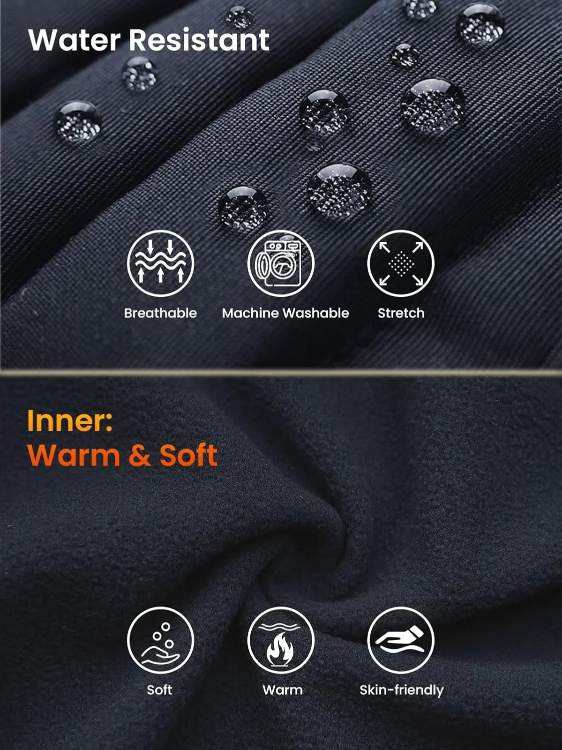 Big Mens Fleece Sweatpants 32" Inseam Water-Resistant Joggers Warm-up 3XL-6XL