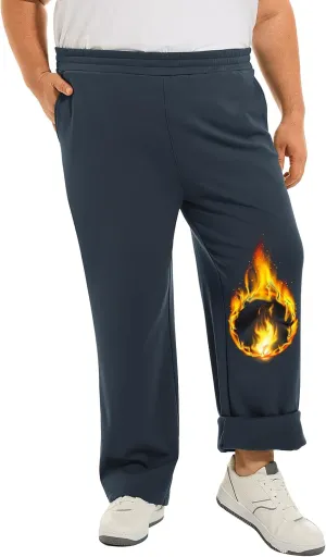 Big Mens Fleece Sweatpants 32" Inseam Water-Resistant Joggers Warm-up 3XL-6XL