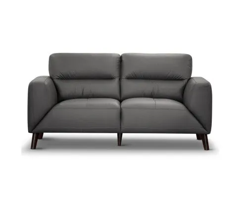 Downy Genuine Leather Sofa 2 Seater Upholstered Lounge Couch - Gunmetal