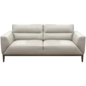 Downy  Genuine Leather Sofa 3 Seater Upholstered Lounge Couch - Silver