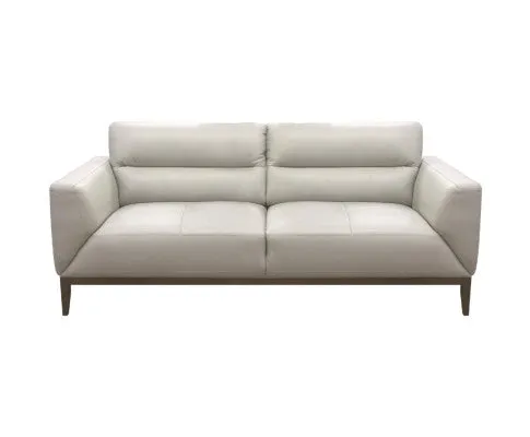 Downy Genuine Leather Sofa 3 Seater Upholstered Lounge Couch - Silver