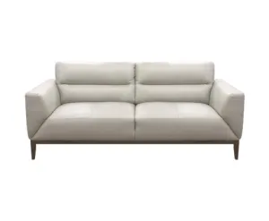 Downy Genuine Leather Sofa 3 Seater Upholstered Lounge Couch - Silver