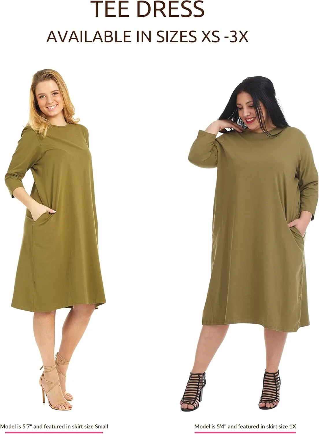 ESTEEZ Comfy Casual Cotton Loose T-Shirt Dress with Pockets for Women