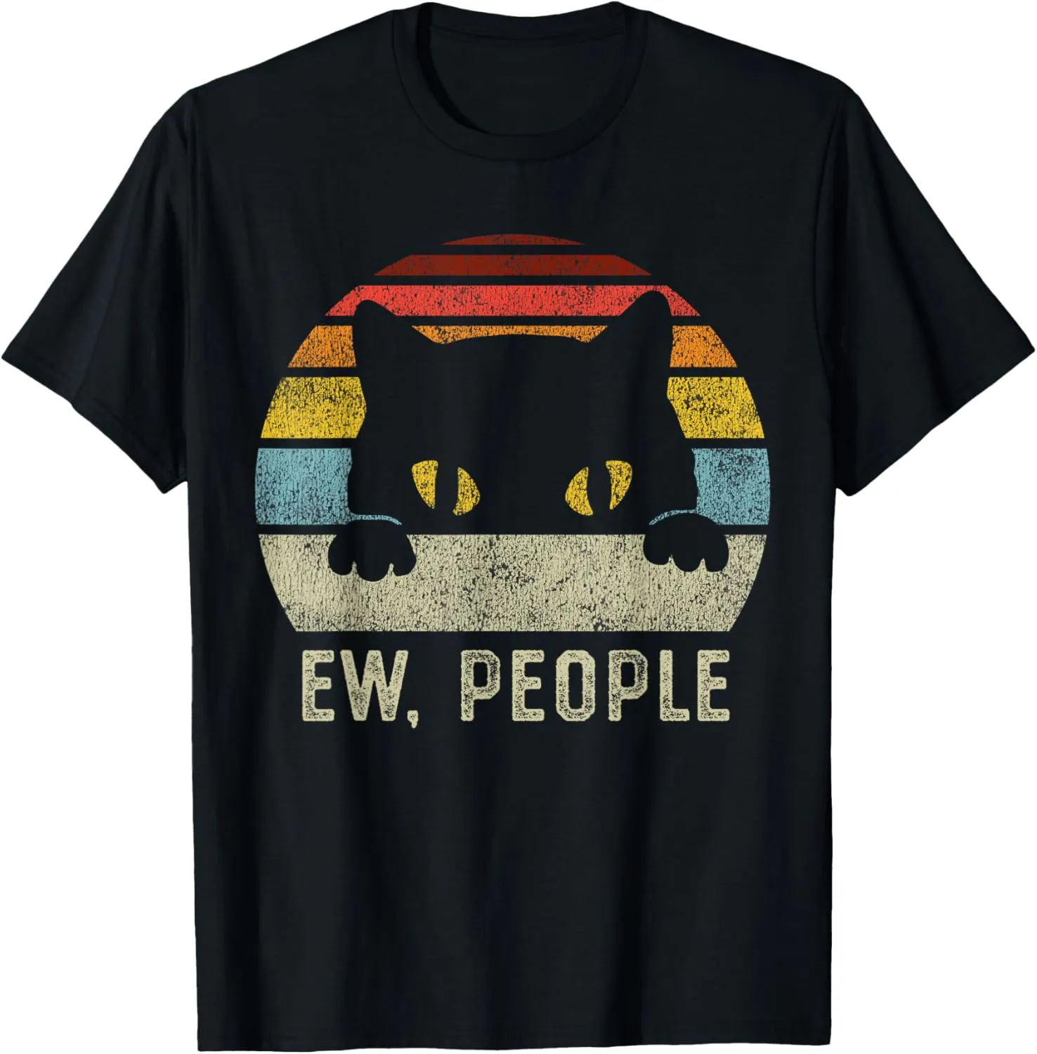 Ew People Retro Cat Funny Vintage Anti Social Introvert T-Shirt