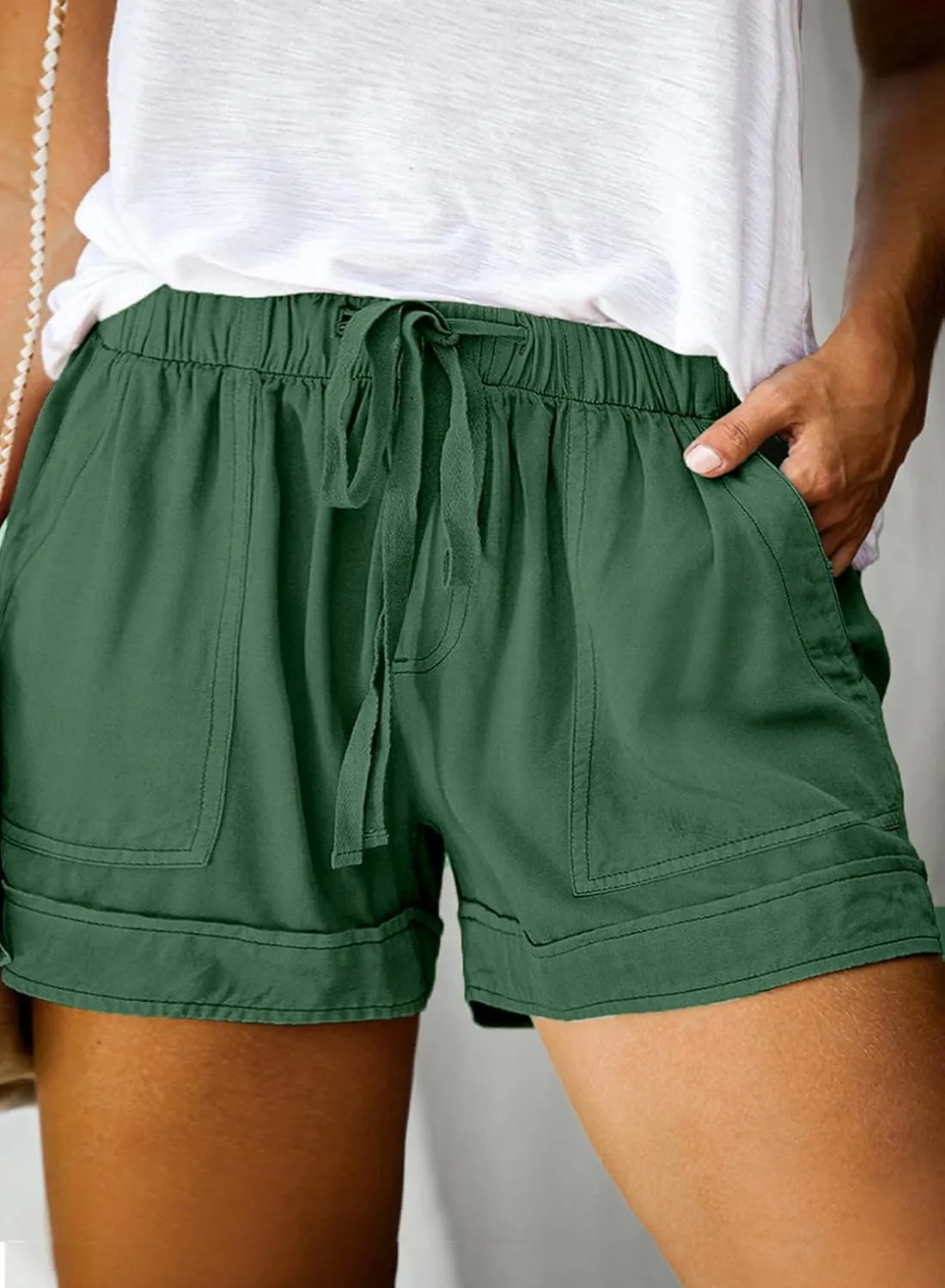 Eytino Womens Plus Size Comfy Drawstring Casual Elastic Waist Pocketed Shorts,1X-5X