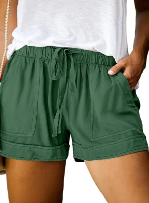 Eytino Womens Plus Size Comfy Drawstring Casual Elastic Waist Pocketed Shorts,1X-5X