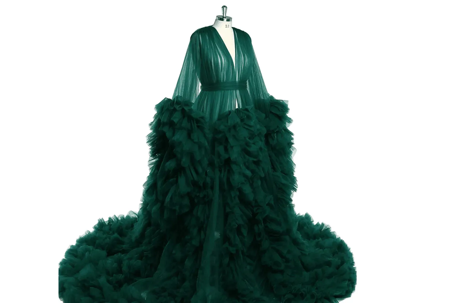 Front Open Ruffles Evening Luxury Robe