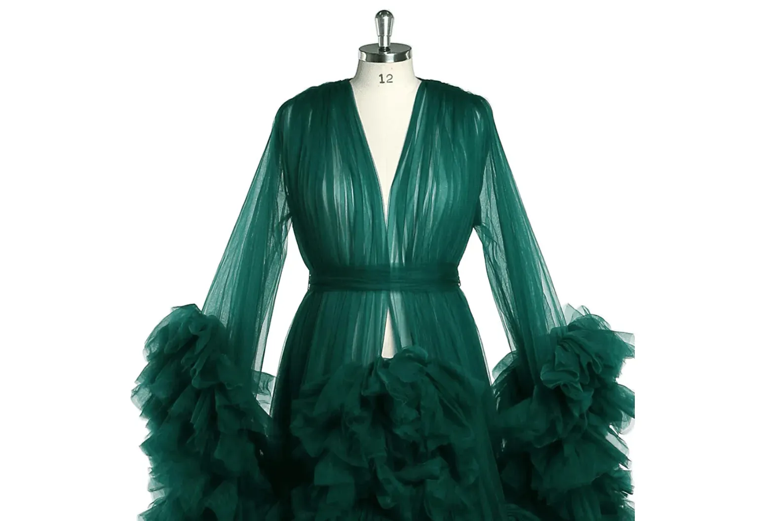 Front Open Ruffles Evening Luxury Robe