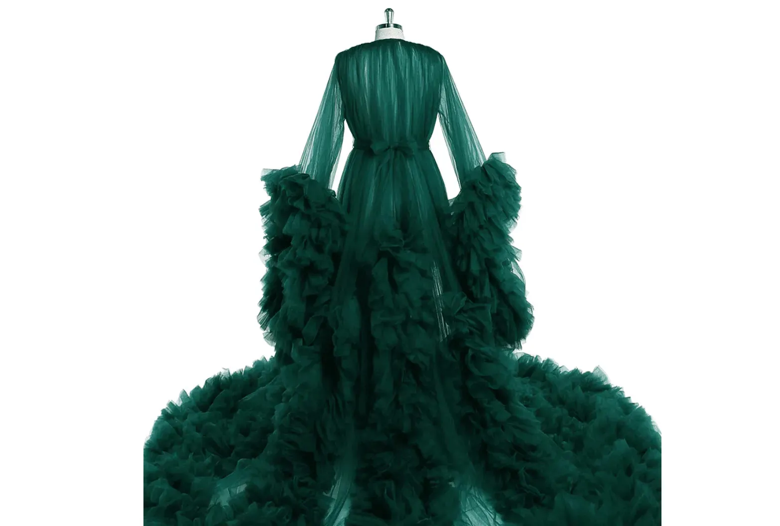Front Open Ruffles Evening Luxury Robe