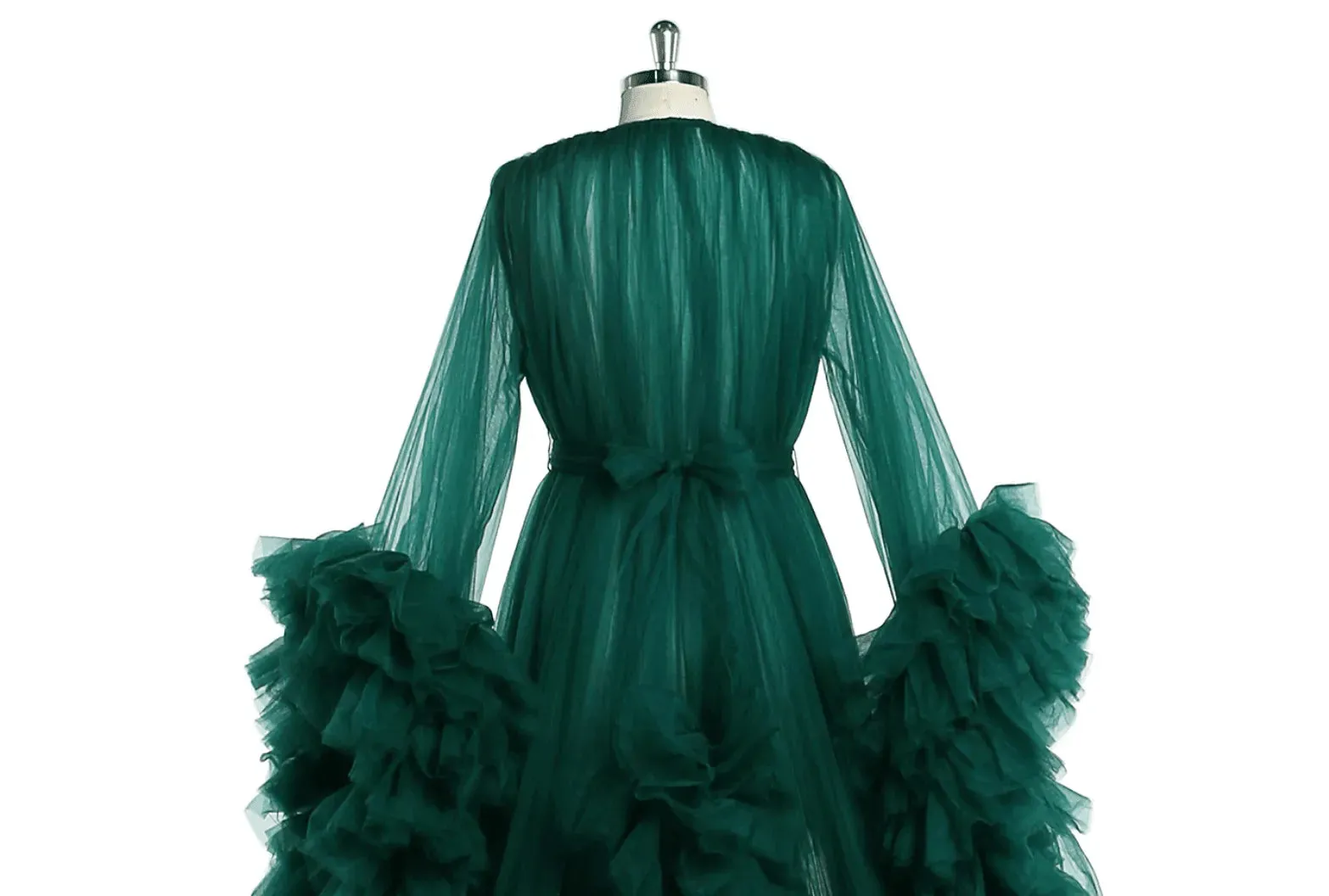 Front Open Ruffles Evening Luxury Robe