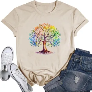 Funny Graphic Women Skinny Pine Tree Shirt Summer Hiking Camping Athletic Tees Nature Casual Comfy Clothes