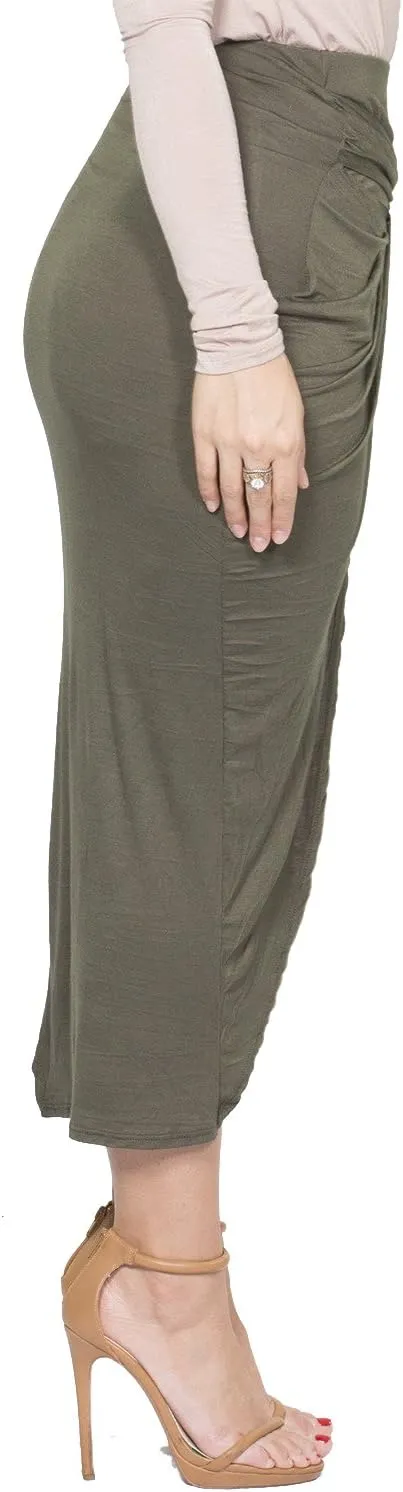 ICONOFLASH Maxi Tulip Skirt for Women - Draped Wrap High Low Bodycon with Asymmetrical Hem