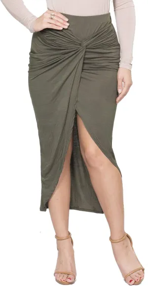 ICONOFLASH Maxi Tulip Skirt for Women - Draped Wrap High Low Bodycon with Asymmetrical Hem