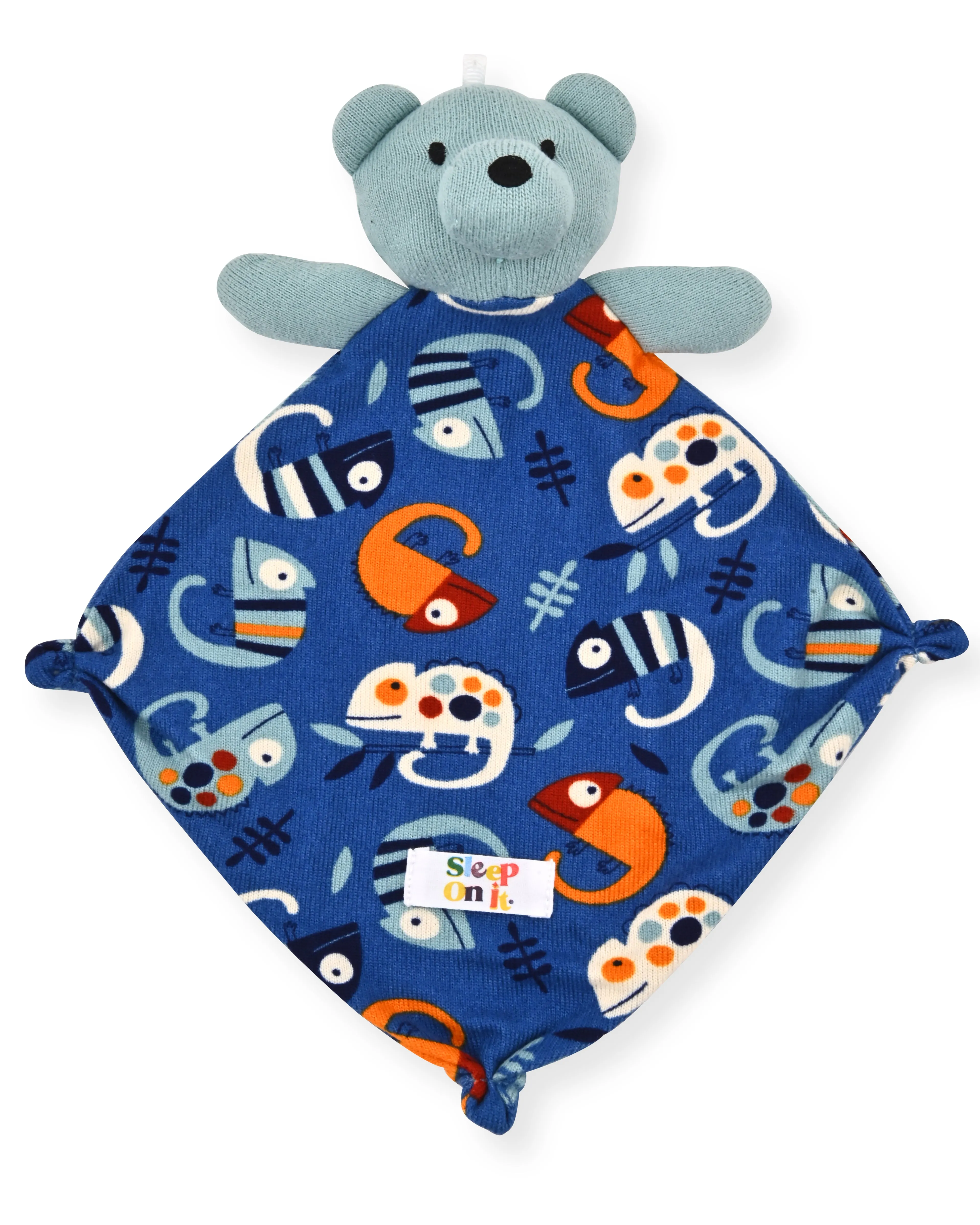Infant Boys Super Soft Snuggle Jersey Zip-Up Coverall Pajama with Blankey Buddy- Chameleons.