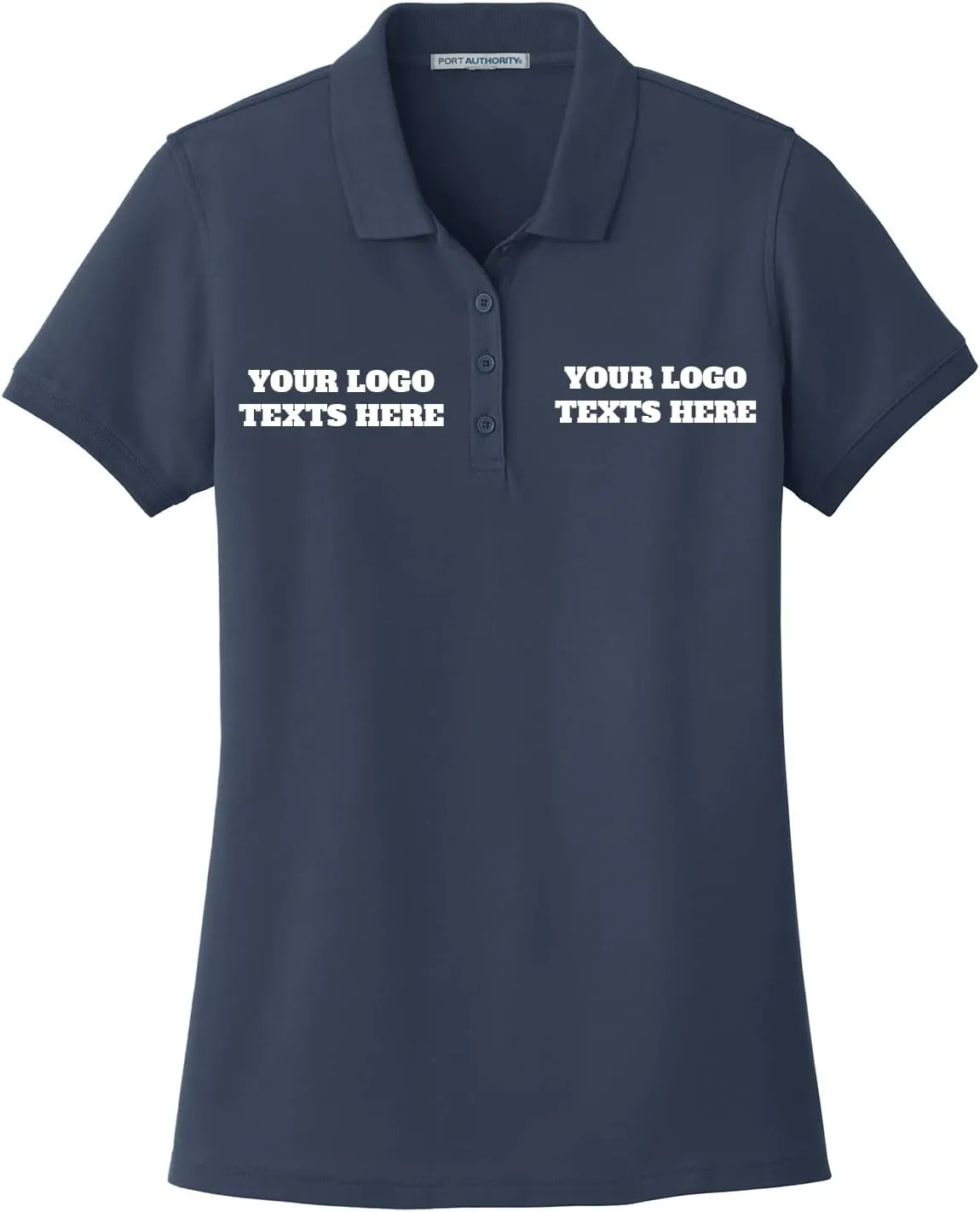 INK STITCH L100 Ladies Custom Stitching Embroidery Logo Text Design Your Own Core Pique Polo Shirts