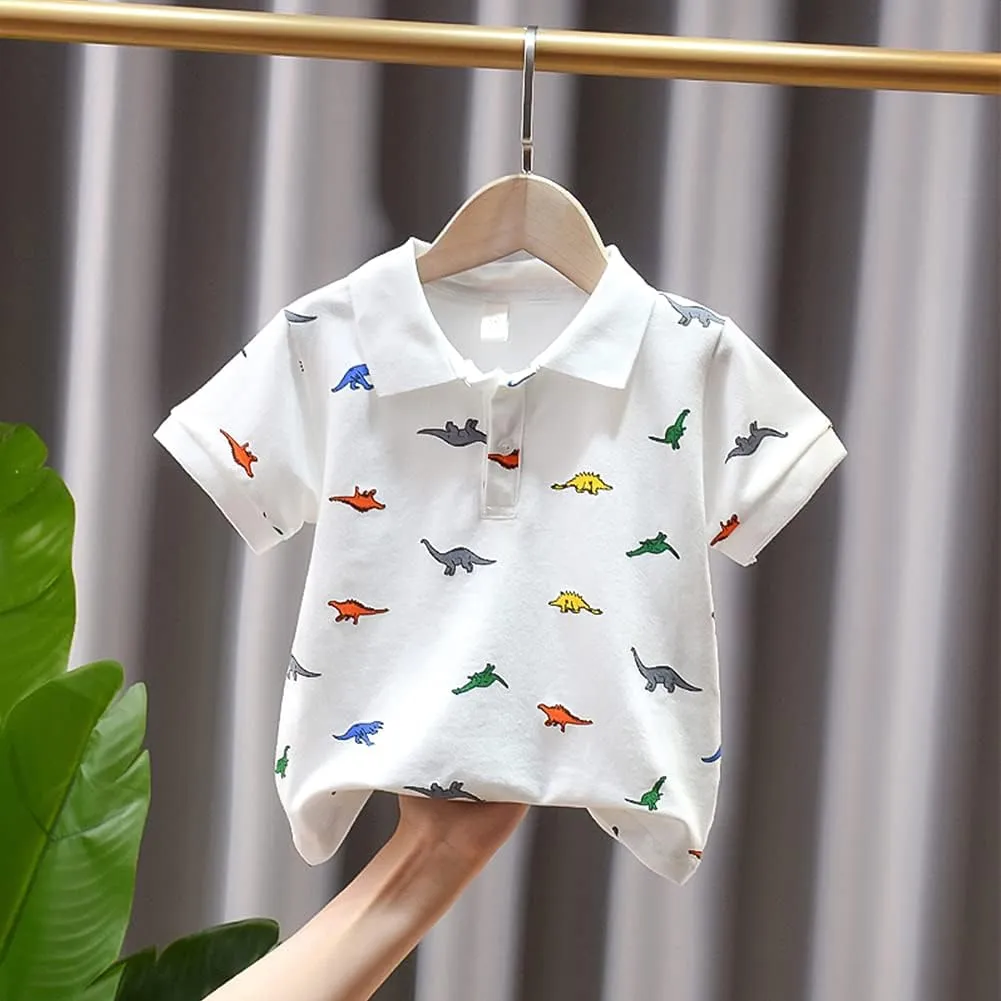 Little Boys Short Sleeve Polo Shirt Cute Summer Tee Uniform Tops