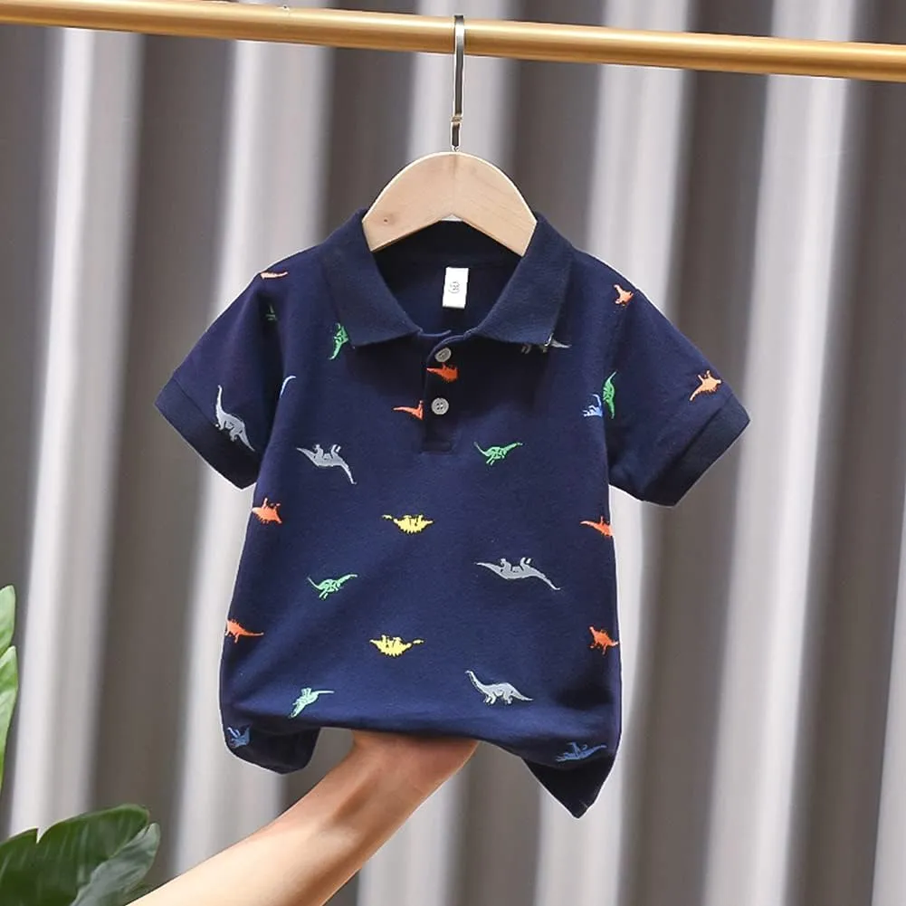 Little Boys Short Sleeve Polo Shirt Cute Summer Tee Uniform Tops