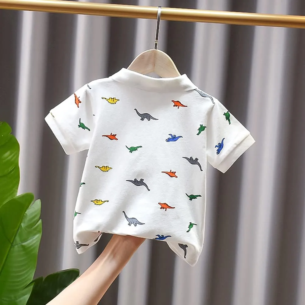 Little Boys Short Sleeve Polo Shirt Cute Summer Tee Uniform Tops