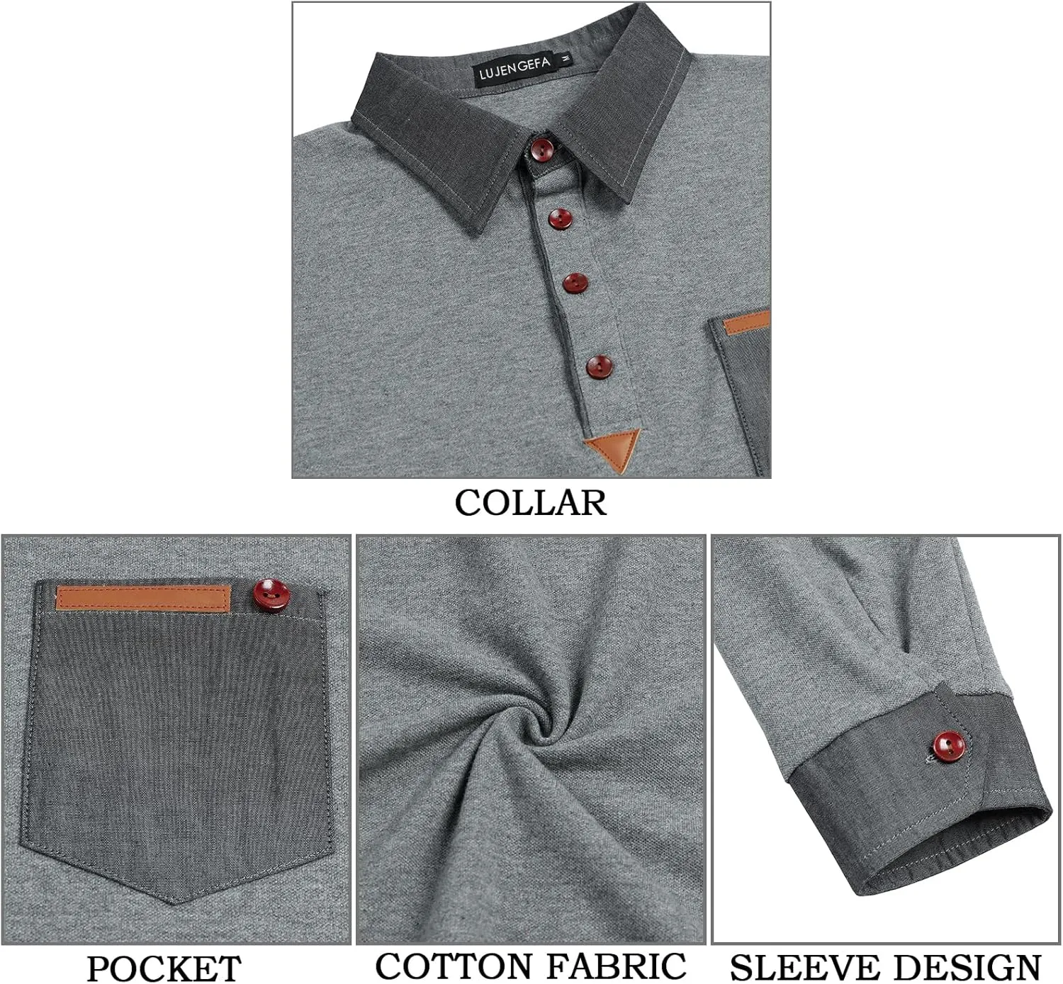 Long Sleeve Polo Shirts for Men Stylish Patchwork Contrasting Color Golf Polos Cotton Polo Shirt Tops with Pocket