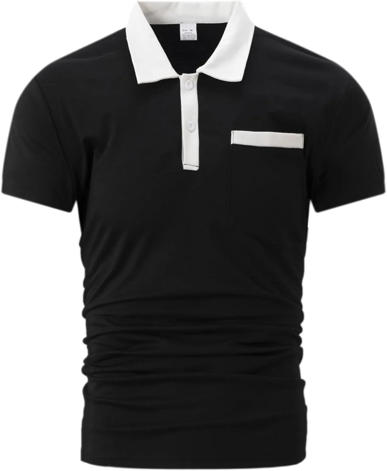 Mens Casual Polo Shirts Short Sleeve Button Golf Slim Fit Shirt with Pocket & Collar Spring Summer Stylish Tops