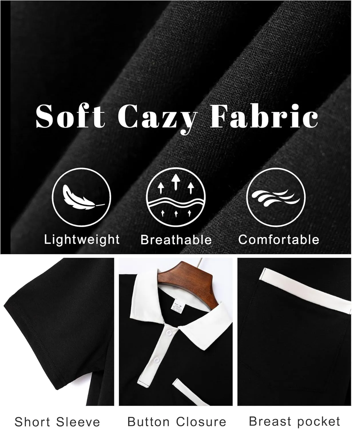 Mens Casual Polo Shirts Short Sleeve Button Golf Slim Fit Shirt with Pocket & Collar Spring Summer Stylish Tops