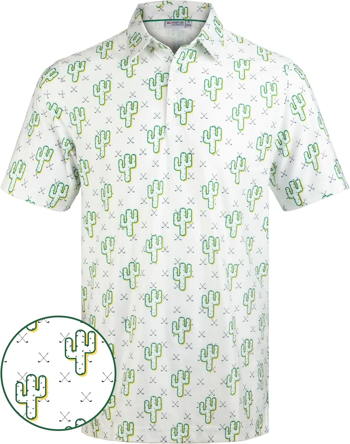 Men's Golf Shirts Short Sleeve Moisture Wicking Print Patterns Collared Performance Polo Golf Shirts for Men Dry Fit