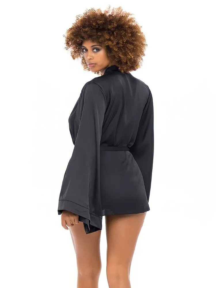 Secret Affair Black Satin Robe