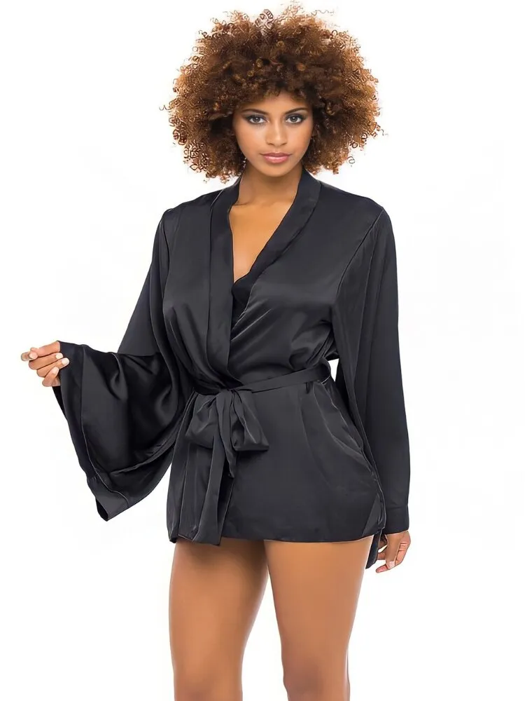 Secret Affair Black Satin Robe