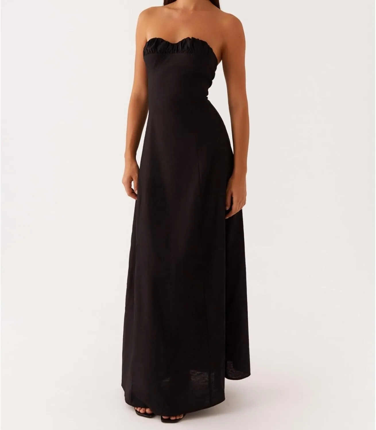Women Tube Top Maxi Dress 2025 Elegant Sleeveless Strapless Ruched Flowy Summer Long Wedding Party Cocktail Dresses
